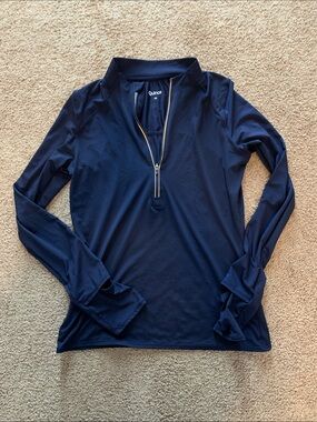 Quince Navy Long-Sleeve Quarter-Zip Top for Running Workout or Daily Wear